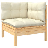 Set Salotto da Giardino 4 pz con Cuscini Crema in Legno di Pino