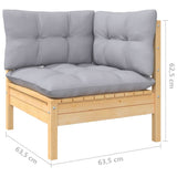 Set Divani da Giardino 7 pz con Cuscini Grigi Massello di Pino