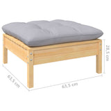 Set Divani da Giardino 11 pz con Cuscini Grigi Massello di Pino