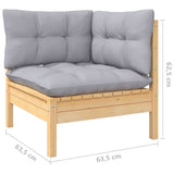 Set Divani da Giardino 12 pz con Cuscini Grigi Massello di Pino