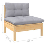 Set Divani da Giardino 7 pz con Cuscini Grigi Massello di Pino