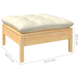 Set Salotto da Giardino 8 pz con Cuscini Crema in Legno di Pino
