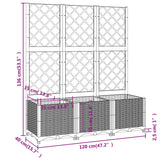 Fioriera da Giardino con Graticcio Marrone 120x40x136 cm in PP