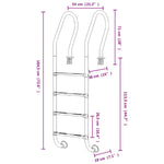 Scala per Piscina 54x38x184,5 cm Acciaio Inox 304