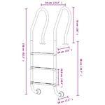 Scala per Piscina 54x38x158 cm Acciaio Inox 304