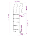 Scala per Piscina 54x38x211 cm Acciaio Inox 304