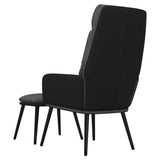 Poltrona Relax e Sgabello Grigio Scuro in Tessuto e Similpelle