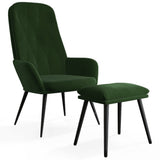 Poltrona Relax con Poggiapiedi Verde Scuro in Velluto