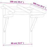 Pensilina per Porta 100x100x80 cm Pino Massello Impregnato