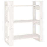 Libreria/Divisorio Bianco 80x35x91 cm in Legno Massello di Pino