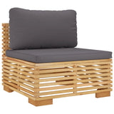 Divano Centrale Giardino Cuscini Grigio Scuro Massello di Teak