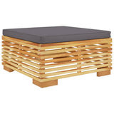 Poggiapiedi Giardino Cuscino Grigio Scuro Legno Massello Teak