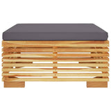 Poggiapiedi Giardino Cuscino Grigio Scuro Legno Massello Teak