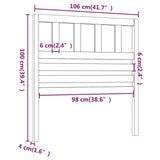 Testiera per Letto Grigia 106x4x100cm in Legno Massello di Pino