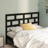 Testiera per Letto Nera 141x4x100 cm in Legno Massello di Pino