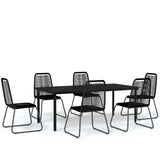 Set da Pranzo per Giardino 7 pz con Cuscini Nero
