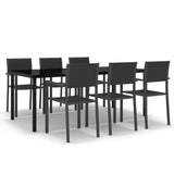 Set Mobili da Pranzo da Giardino 7 pz Nero