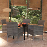 Set da Pranzo da Giardino 5 pz con Cuscini Grigio e Nero