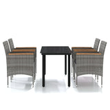 Set da Pranzo da Giardino 5 pz con Cuscini Grigio e Nero