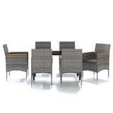 Set da Pranzo da Giardino 7 pz con Cuscini Grigio e Nero