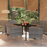 Set da Pranzo da Giardino 7 pz con Cuscini Grigio e Nero