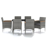 Set da Pranzo da Giardino 7 pz con Cuscini Grigio e Nero