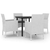 Set da Pranzo da Giardino 5 pz con Cuscini Polyrattan e Vetro