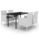 Set da Pranzo da Giardino 5 pz con Cuscini Polyrattan e Vetro