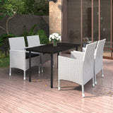 Set da Pranzo da Giardino 5 pz con Cuscini Polyrattan e Vetro