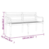 Panchina Batavia con Cuscino Tortora 150 cm Legno Massello Teak