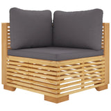 Set Divani da Giardino 3 pz con Cuscini Legno Massello di Teak