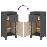 Credenze 2 pz Grigie 40x35x80 cm in Legno Massello di Pino