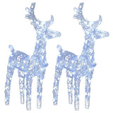 Renne di Natale 2 pz Bianco Freddo 80 LED in Acrilico
