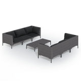 Set Divani da Giardino 7 pz con Cuscini Polyrattan Grigio Scuro