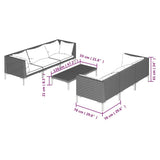 Set Divani da Giardino 7 pz con Cuscini Polyrattan Grigio Scuro