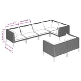 Set Divani da Giardino 7 pz con Cuscini Polyrattan Grigio Scuro