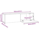 Mobile TV Muro Rovere Marrone 120x30x30cm Legno truciolato