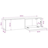 Mobile TV Muro Rovere Marrone 120x30x30cm Legno truciolato