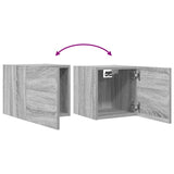 Armadietti TV Montati a Parete 2pz Grigio Sonoma 30,5x30x30 cm