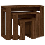 Tavolini Impilabili 3 pz Rovere Marrone in Legno truciolato