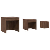 Tavolini Impilabili 3 pz Rovere Marrone in Legno truciolato