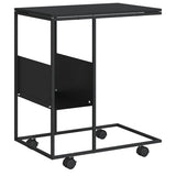 Tavolino con Ruote Nero 55x36x63,5 cm in Legno truciolato