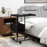 Tavolino con Ruote Nero 55x36x63,5 cm in Legno truciolato