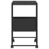Tavolino con Ruote Nero 55x36x63,5 cm in Legno truciolato