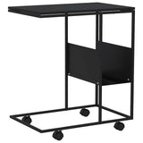 Tavolino con Ruote Nero 55x36x63,5 cm in Legno truciolato