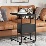 Tavolino con Ruote Nero 55x36x63,5 cm in Legno truciolato