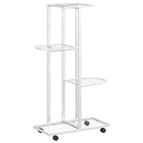 Fioriera a 4 Piani con Ruote 44x23x80 cm Ferro Bianco