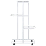 Fioriera a 4 Piani con Ruote 44x23x80 cm Ferro Bianco