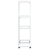 Fioriera a 4 Piani con Ruote 44x23x80 cm Ferro Bianco