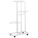 Fioriera a 4 Piani con Ruote 44x23x80 cm Ferro Bianco